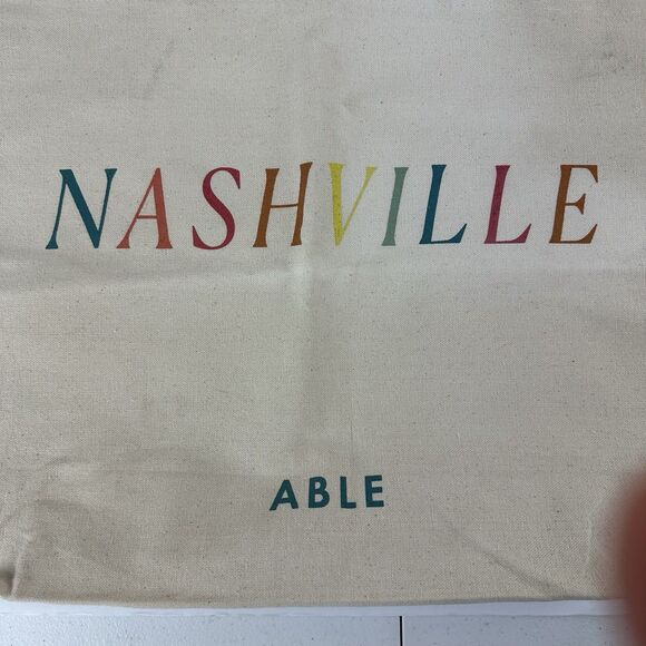 ABLE Nashville Canvas Tote Bag Shopping Natural Cream Colorful Logo TN - Picture 3 of 9